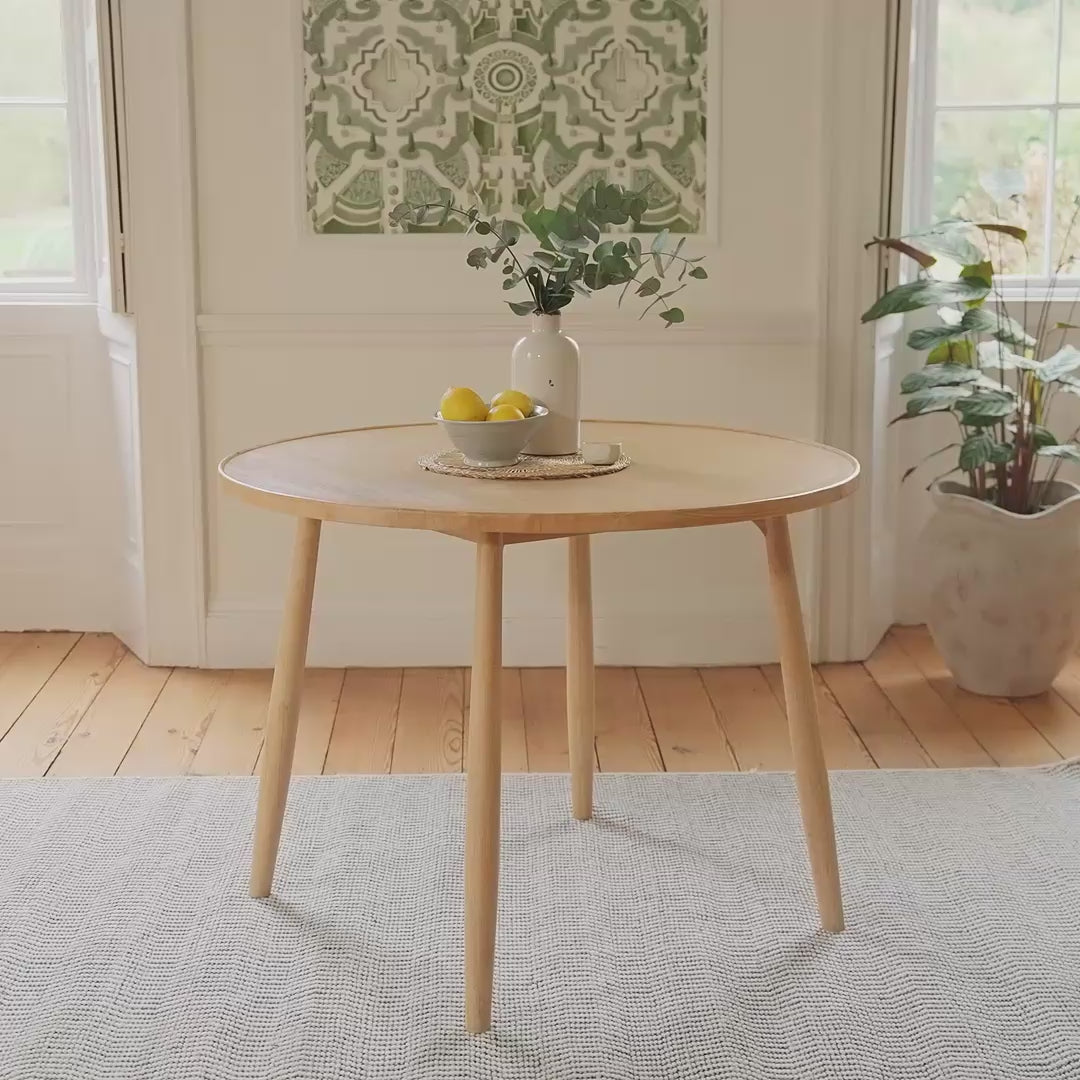 Tilly 100cm Round Dining Table - Whitewash Oak - Laura James