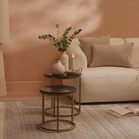 Black Marble Round Nesting Side Tables - Laura James