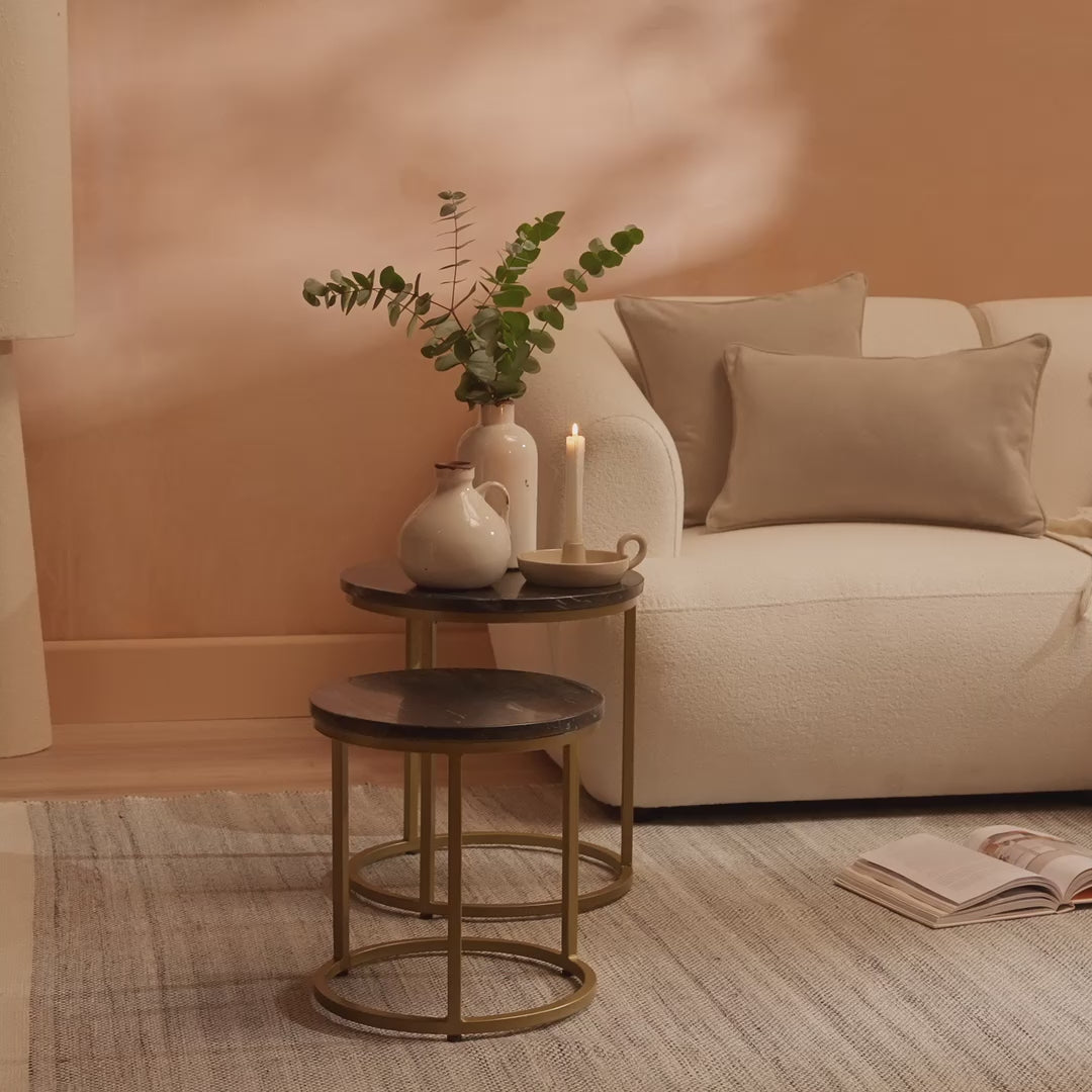 Black Marble Round Nesting Side Tables - Laura James