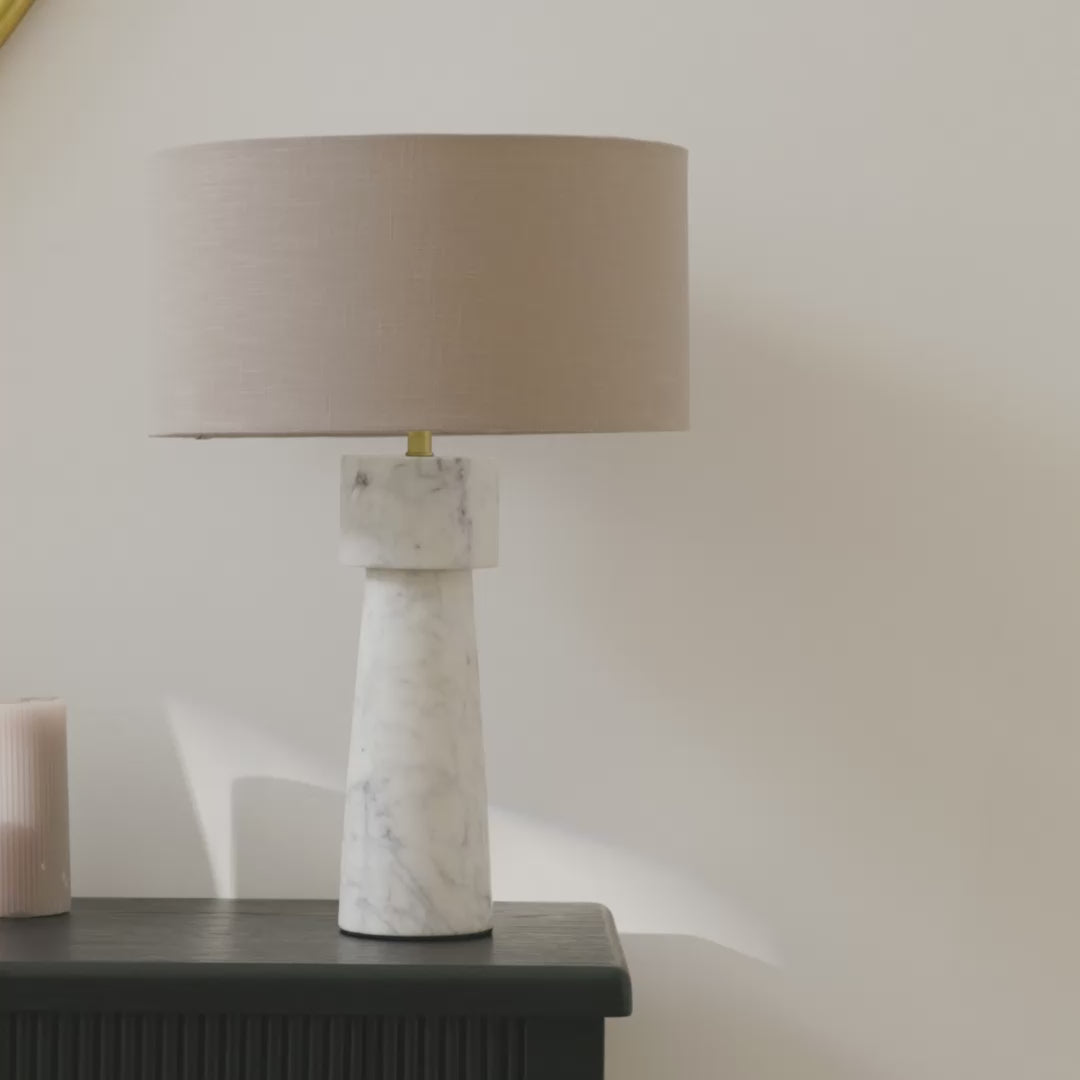 Tiree White Marble Table Lamp Base - 38cm - Laura James