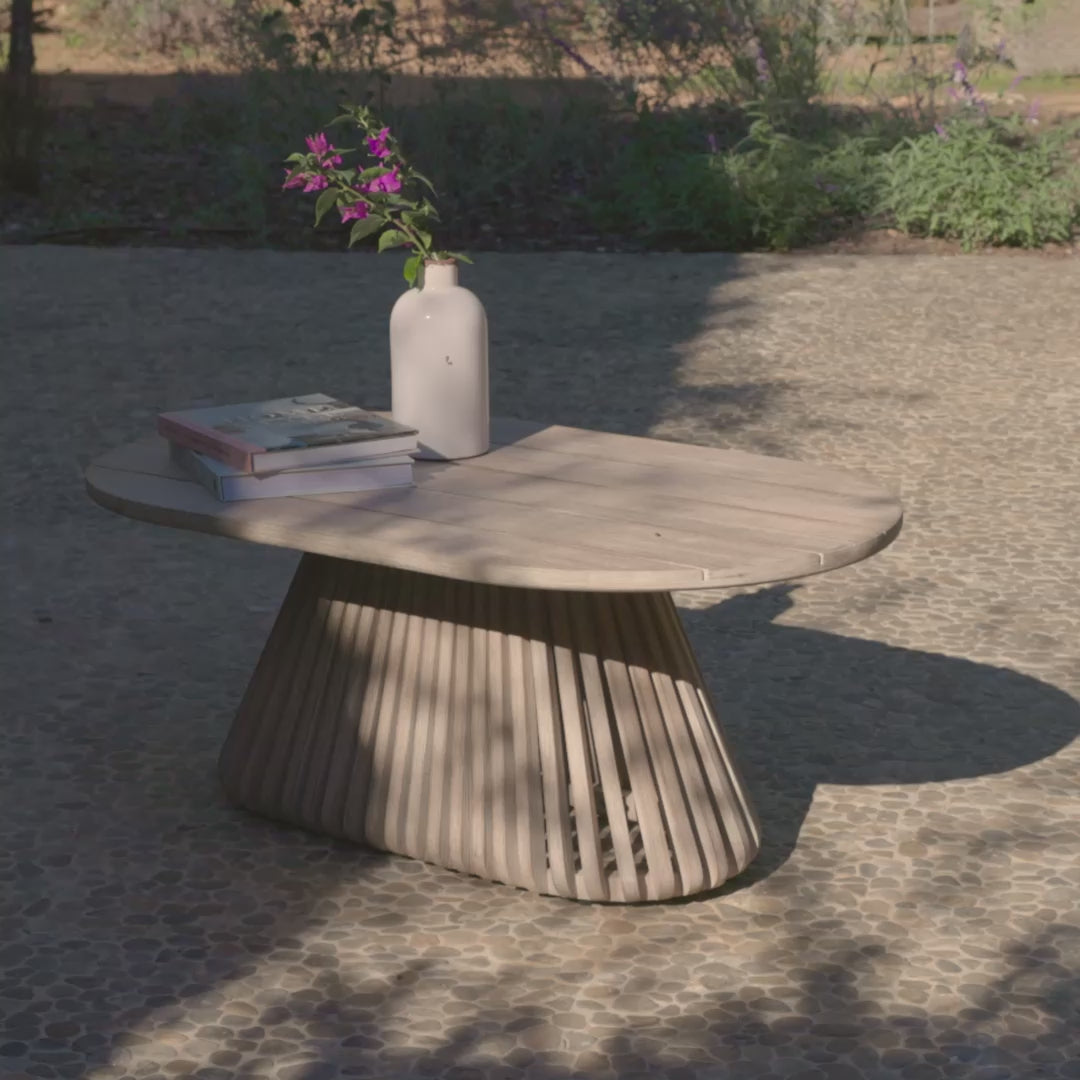 Willow Oval Garden Coffee Table - Brushed Light Acacia - Laura James