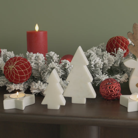 Tiree 15cm Tree Ornament - White Marble - Laura James 