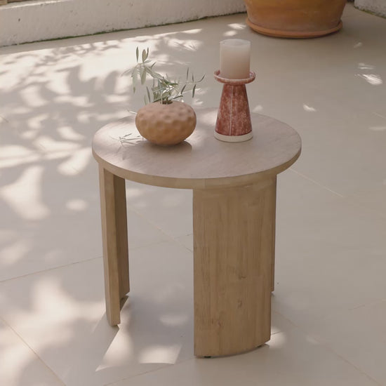 Mali Wooden Garden Side Table - Brushed Light Acacia - Laura James