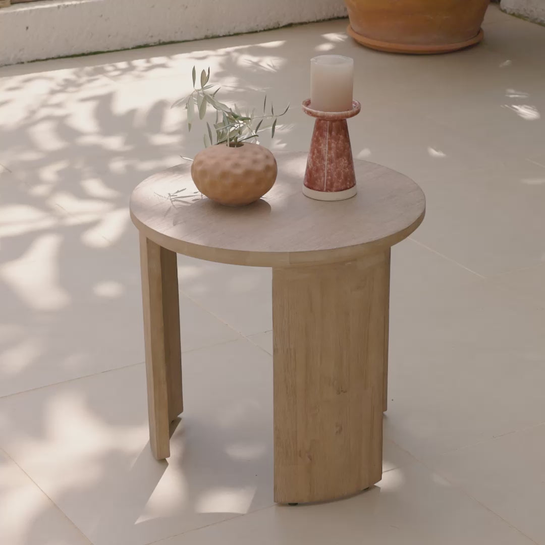 Mali Wooden Garden Side Table - Brushed Light Acacia - Laura James