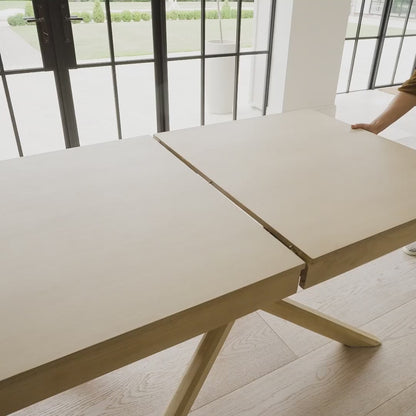 Amelia Whitewash Wood Dining Table - Extendable - Black Legs