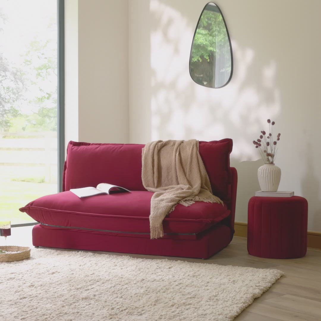 Harlow 2 Seater Double Sofa Bed - Burgundy Red - Laura James