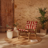 Saffron White Acacia Occasional Chair - Beige/Paprika Rope - Laura James