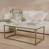 Nara White Marble Coffee Table - Gold Frame - Laura James