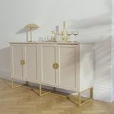 Ines 4 Door Large Sideboard -  Taupe & Gold - Laura James 