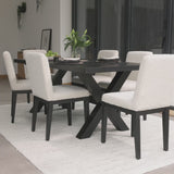 Charlotte Black Oak Extending Dining Table Set - 6 Seater - Nolan Boucle Dining Chairs - Black Oak Legs
- Laura James