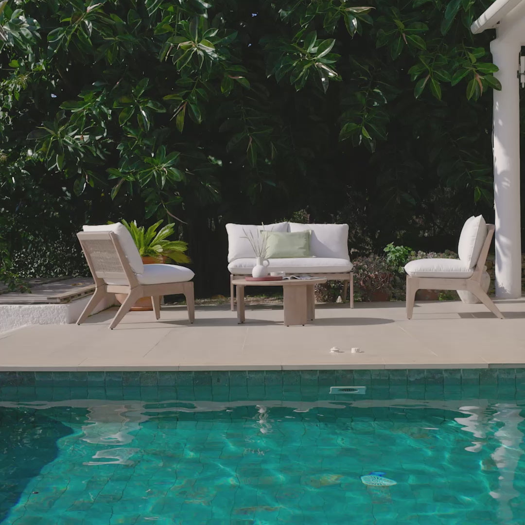 Mali Wooden Garden Sofa Set with Coffee Table & 2 Mali Chairs - Laura James