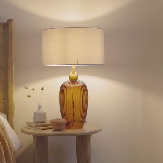 Ramsdell Dark Amber Glass Table Lamp Base - 31cm - Laura James 