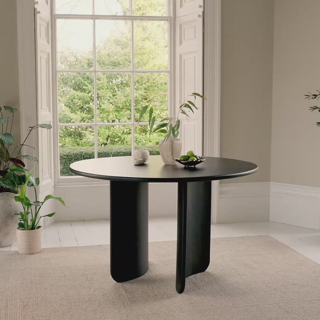 Imogen Jet Black Mango Wood Round Dining Table - 120cm - Laura James