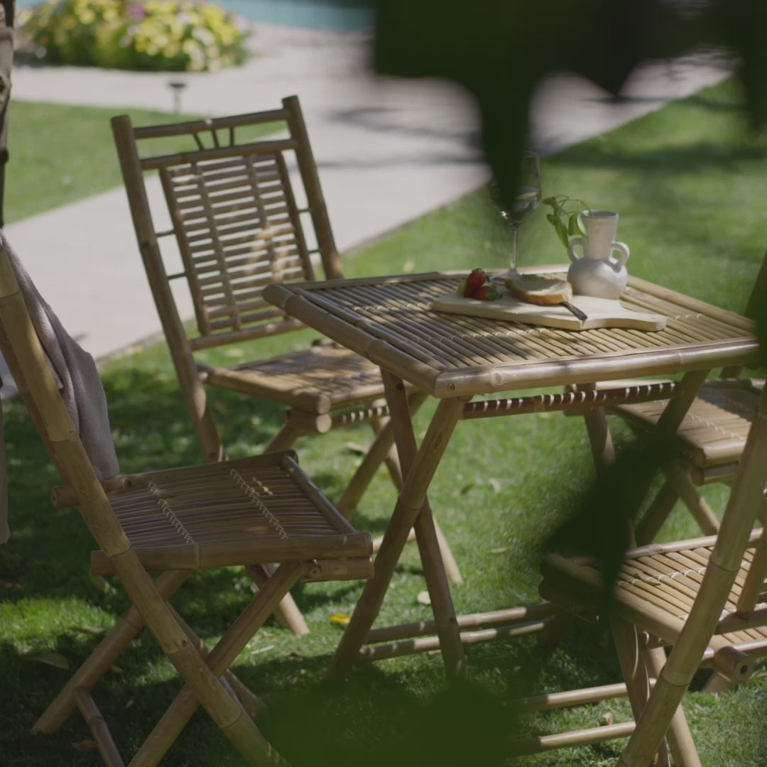 Lila Bamboo Square Folding Table 70cm - Laura James