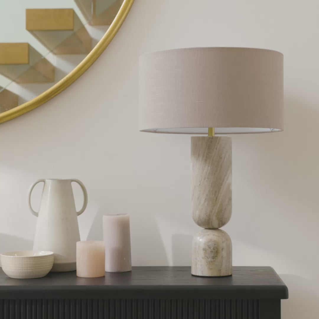 Tiree Taupe Marble Floor Lamp Base - 41cm - Laura James