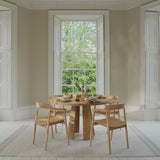 Farren 120cm Whitewash Oak Round Dining Table Set - 4 Seater - Carter Dining  Whitewash Armchair - Laura James