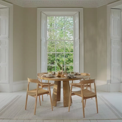 Farren 120cm Whitewash Oak Round Dining Table Set - 4 Seater - Carter Dining  Whitewash Armchair - Laura James