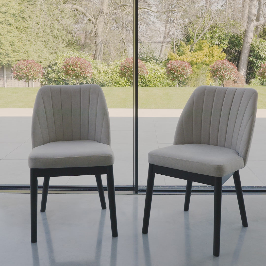 Chloe Soft Beige Dining Chairs - Set of 2 - Black Legs - Laura James 