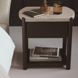 Viola 1 Drawer Bedside Table - Lady Grey Marble & Coffee Brown Mango Wood - Laura James 