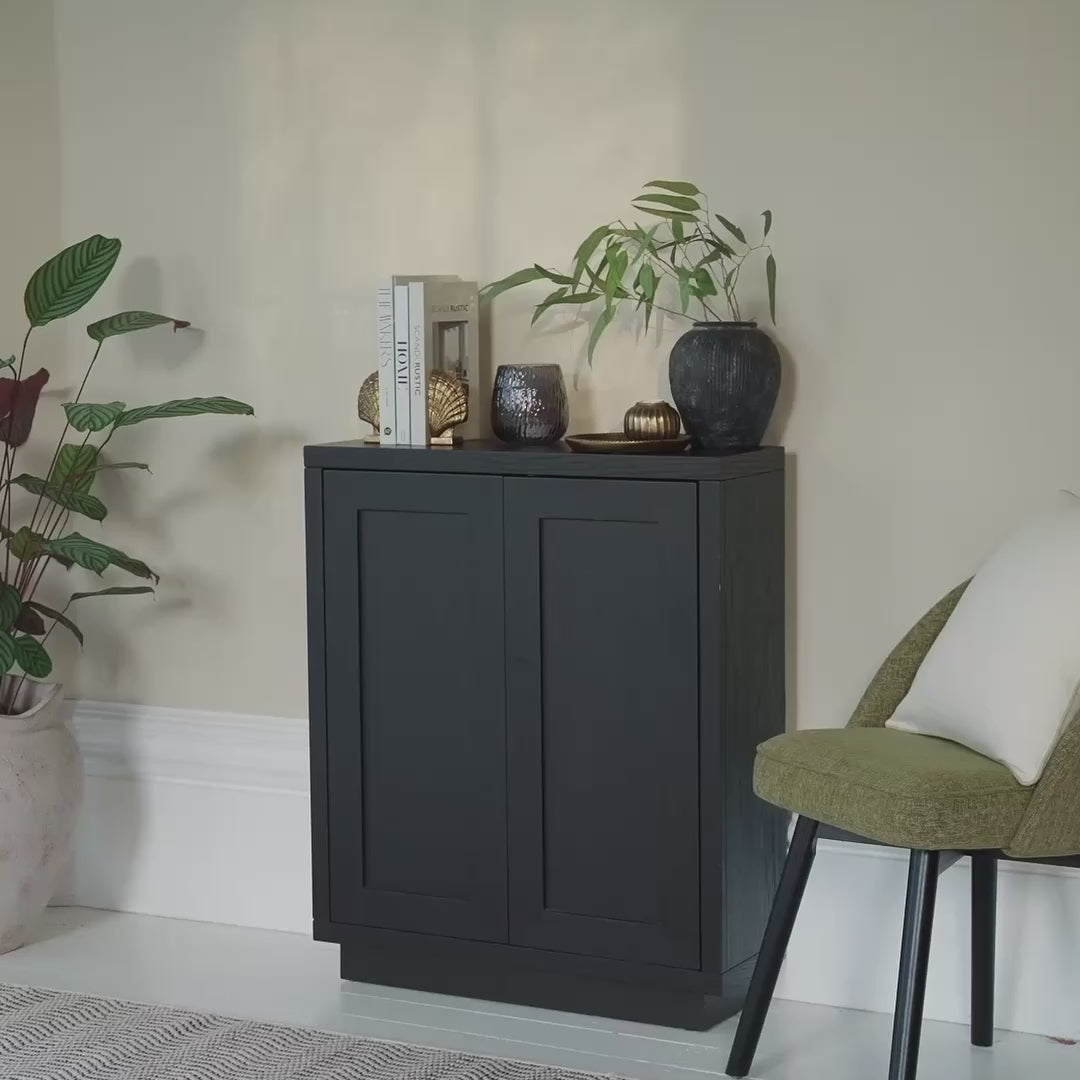 Astrid 2 Door Small Sideboard - Black Oak - Laura James