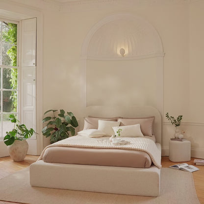 Farrah King Ottoman Bed - Oat Boucle - Laura James