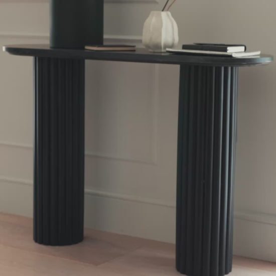 Myla 110cm Console Table - Jet Black with Black Marble - Laura James 