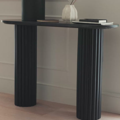 Myla 110cm Console Table - Jet Black with Black Marble - Laura James 