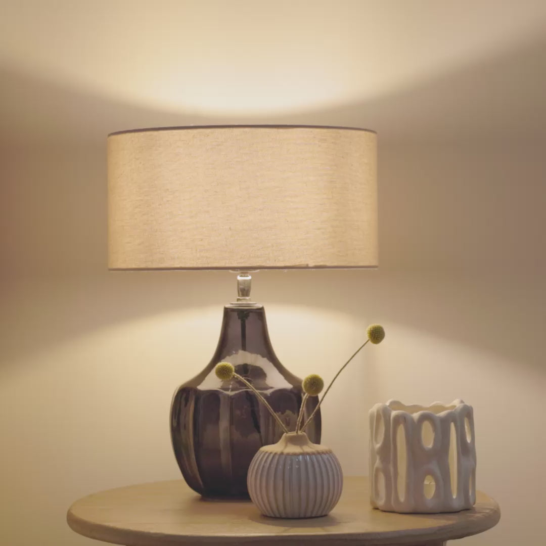 Midford Dark Grey Glass Table Lamp Base - 22cm - Laura James 