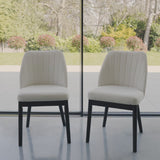 Chloe Light Beige Boucle Dining Chairs - Set of 2 - Black Legs - Laura James 
