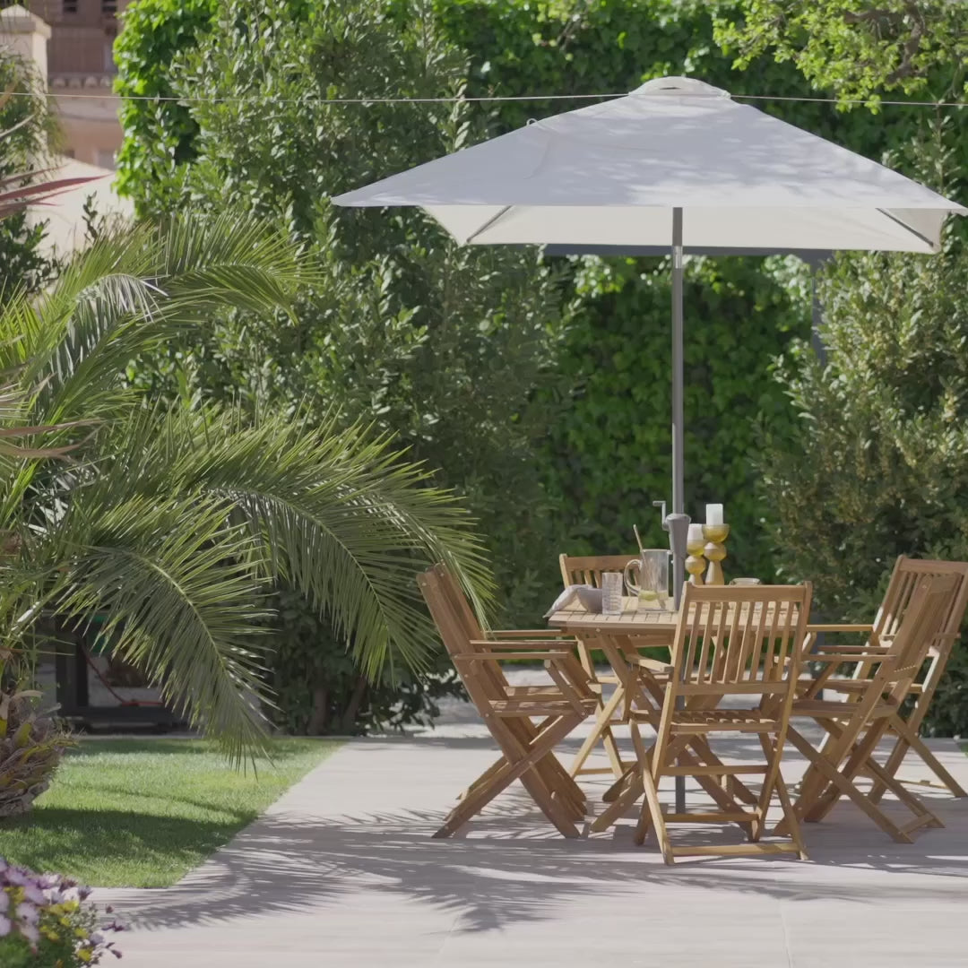 Ashby 6 Seater Wooden Garden Dining Set and Grey Parasol - 150cm - Laura James