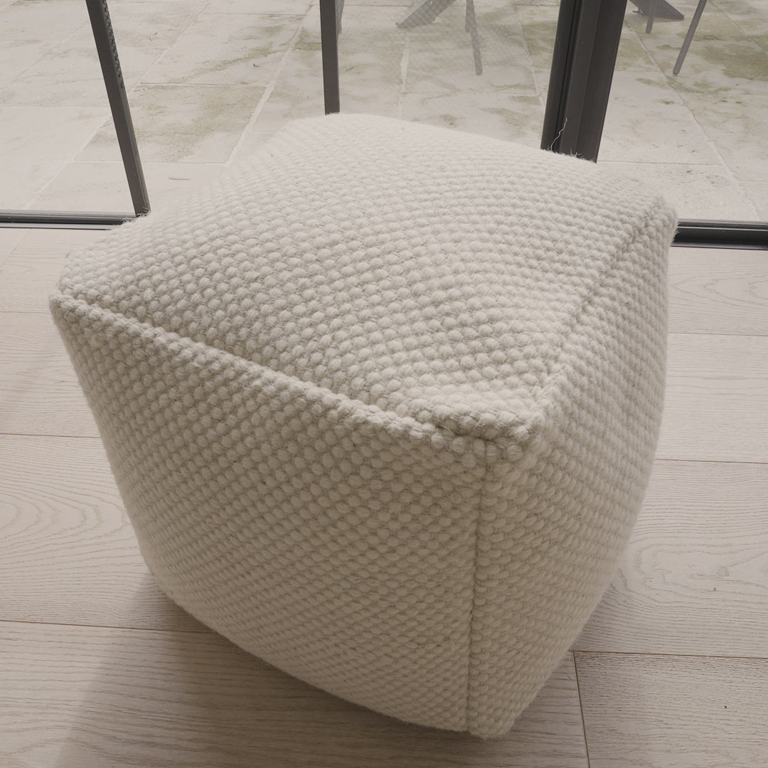 Atcham Clay/Natural Wool and Cotton Ottoman Stool - Laura James