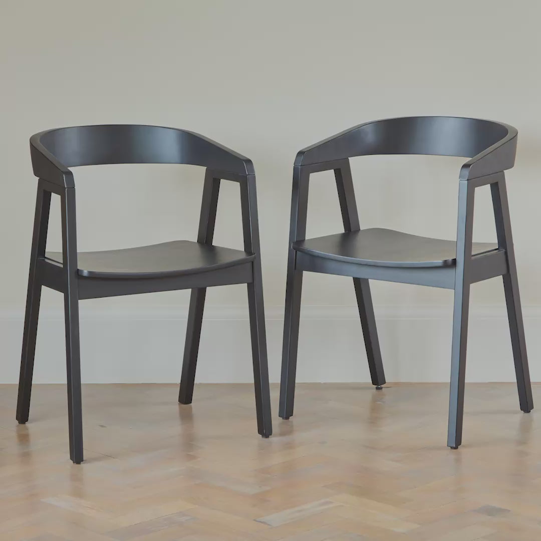 Ella Carver Black Oak Chair - Set of 2 - Laura James