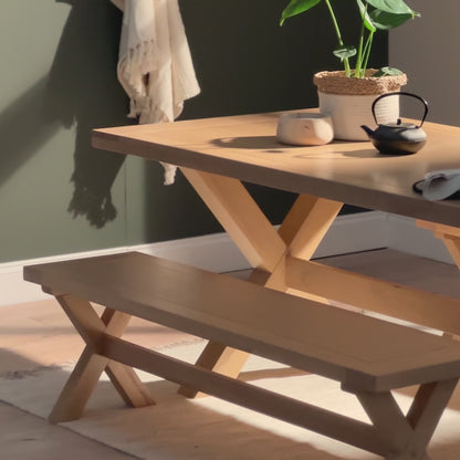 Charlotte 190cm Dining Table with 2 150cm Dining Benches - Pale Oak