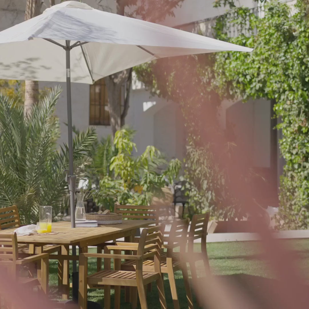 Aspen 8 Seater Wooden Garden Dining Set with Grey Parasol - 160-240cm - Laura James