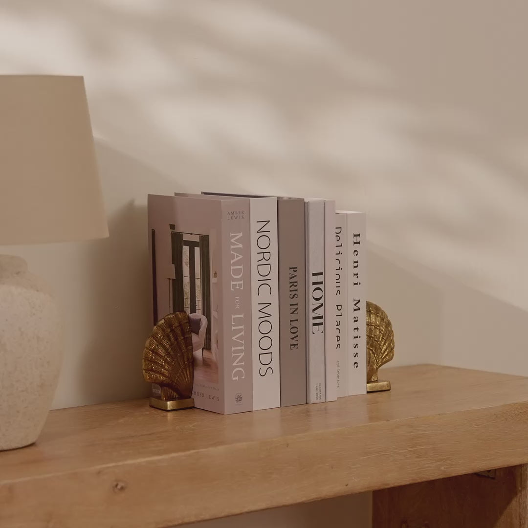 Herne 12cm Metal Shell Bookend - Set of 2 - Gold - Laura James