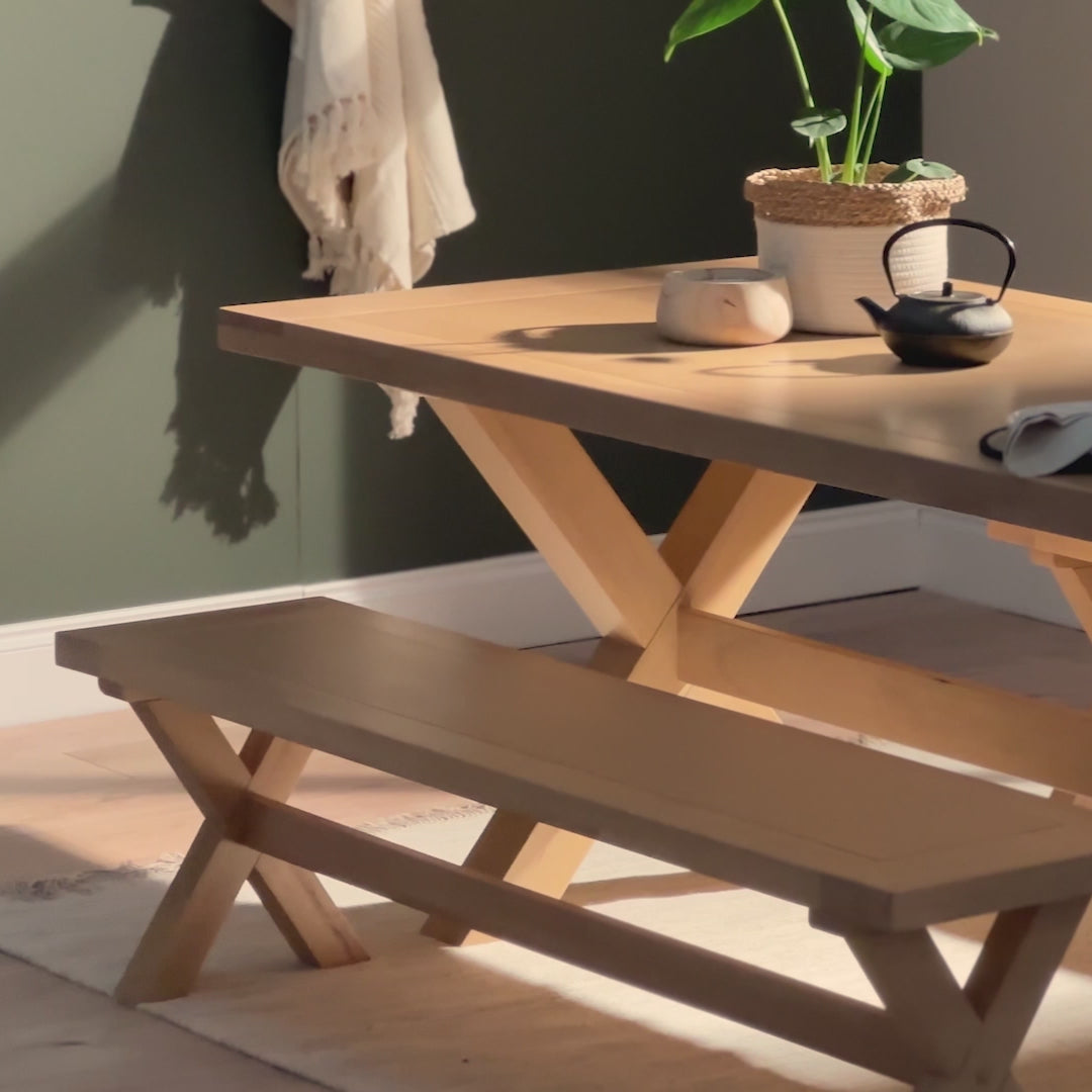 Charlotte Extending Table 190cm with 2 150cm Dining Benches - Pale Oak