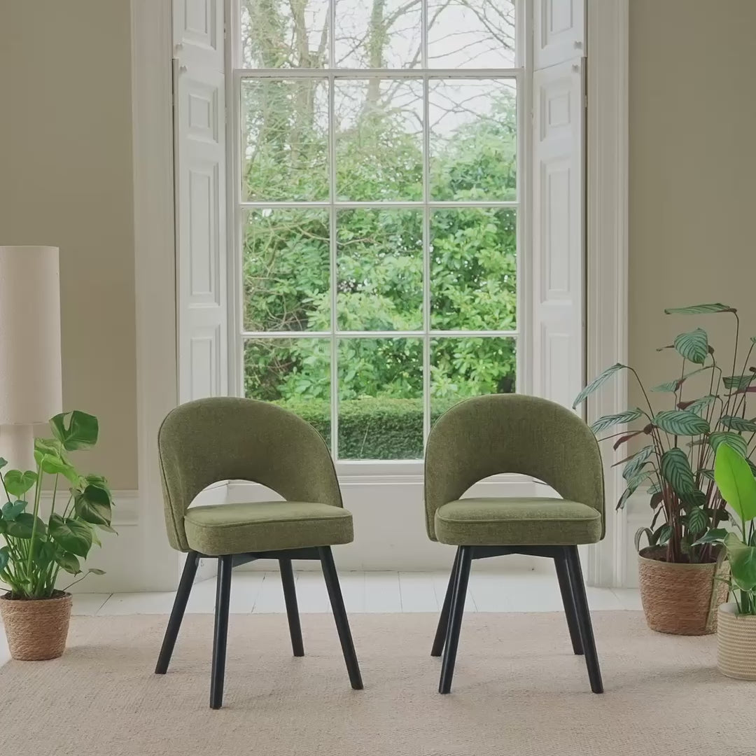 Marilyn Green Dining Chair - Set of 2 - Black Legs - Laura James