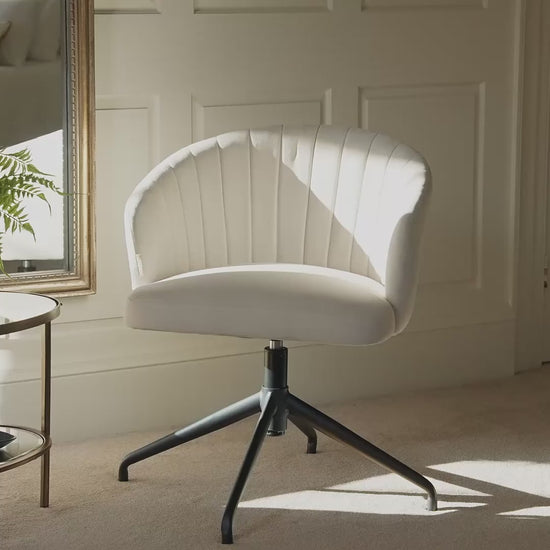 Arabella Office Swivel Chair - Natural Beige with Black Legs- Laura James