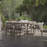 Shiro 6 Seater Wooden Garden Dining Set with Shiro Beige Rope Chairs & Bench - 180cm - Laura James