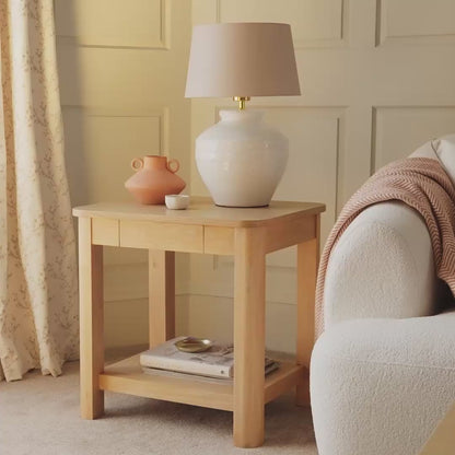 Noah Rectangular Side Table - Whitewash Oak - Laura James