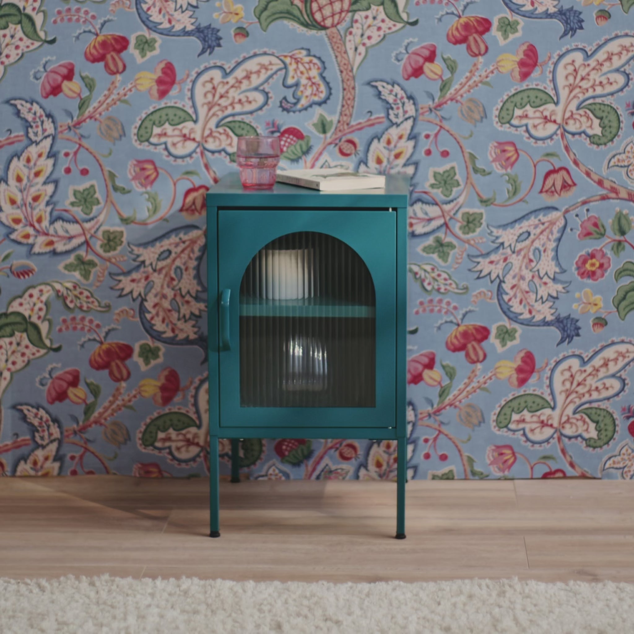 Conan Metal Bedside Table - Lagoon Teal - Laura James