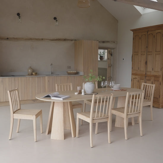 Farren Whitewash Oval Dining Table Set - 6 Seater - Tilly Dining Chairs - Whitewash Oak Legs - Laura James