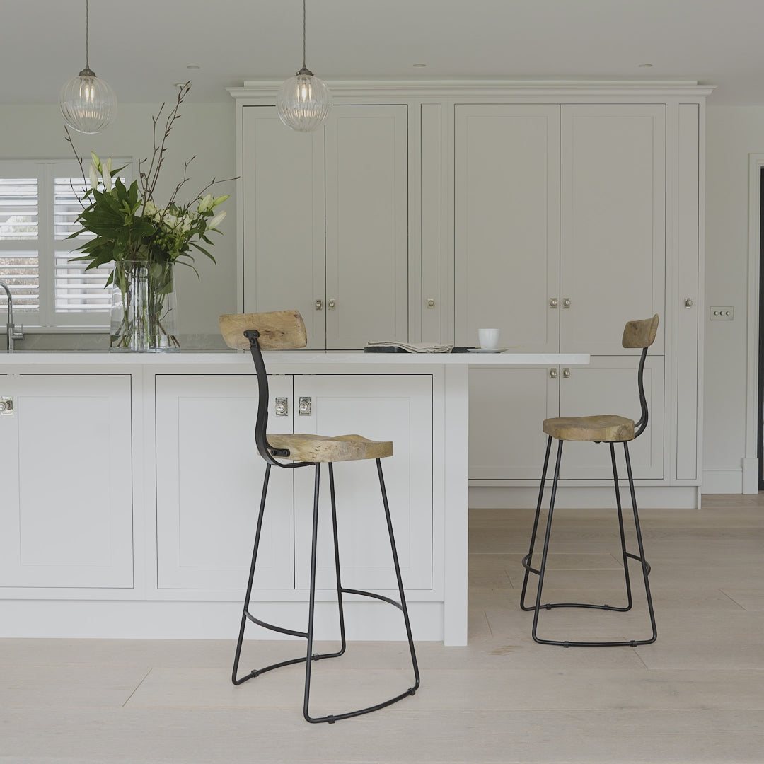 Aiden Natural Mango Wood Bar Stool - Set of 2 - Laura James