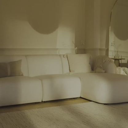 Nathalia Right Chaise Corner Sofa - Chalk White Boucle - Laura James 