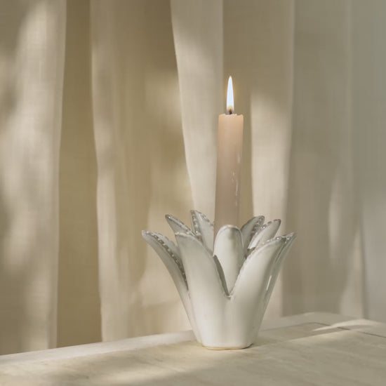 Cabo 13cm Layered Ceramic Candle Holder - Aloe Green - Laura James 
