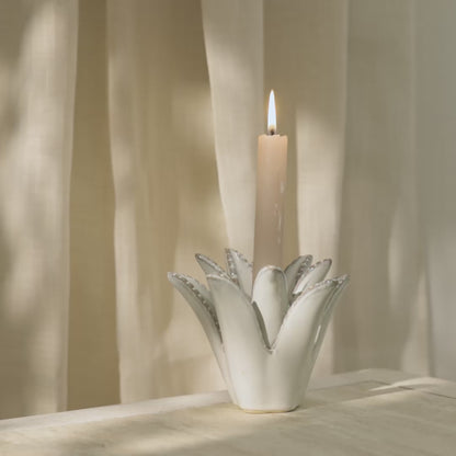 Cabo 13cm Layered Ceramic Candle Holder - Aloe Green - Laura James 