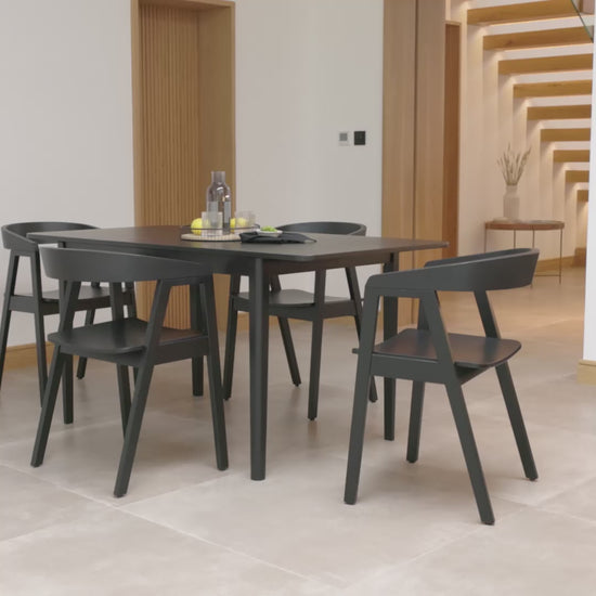 Paul Black Oak Extending Dining Table Set - 4 Seater - Ella Carver Chairs - Black Oak