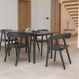 Paul Black Oak Extending Dining Table Set - 4 Seater - Ella Carver Chairs - Black Oak
