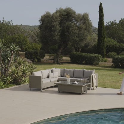 Aria Corner Rattan Sofa Set with Rising Table - Laura James 