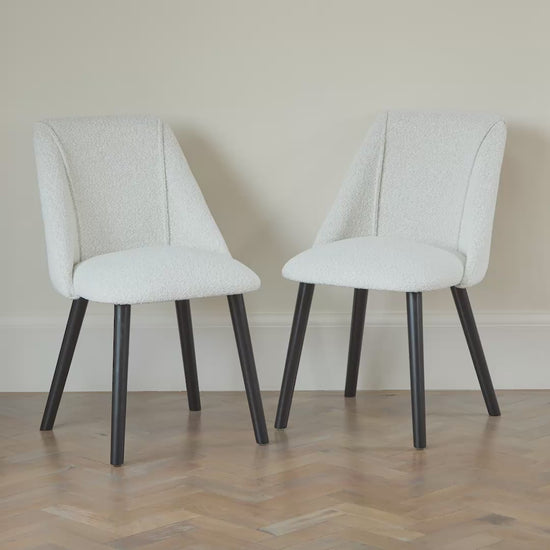 Freya Oat Boucle Dining Chair - Set of 2 - Black Oak Legs - Laura James